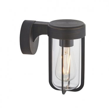 MILTON Die-Cast Ip44 Brushed Bronze With Clear Glass E27 Wall Light