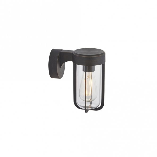 MILTON Die-Cast Ip44 Brushed Bronze With Clear Glass E27 Wall Light