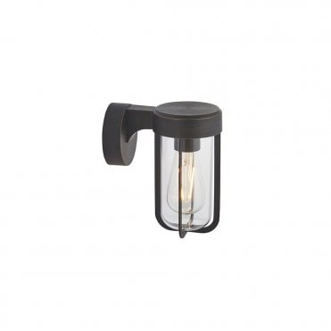 MILTON Die-Cast Ip44 Brushed Bronze With Clear Glass E27 Wall Light