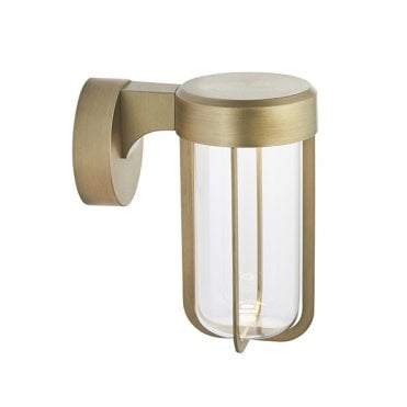 Die-Cast Ip44 Brushed Gold With Clear Glass Led Wall Light