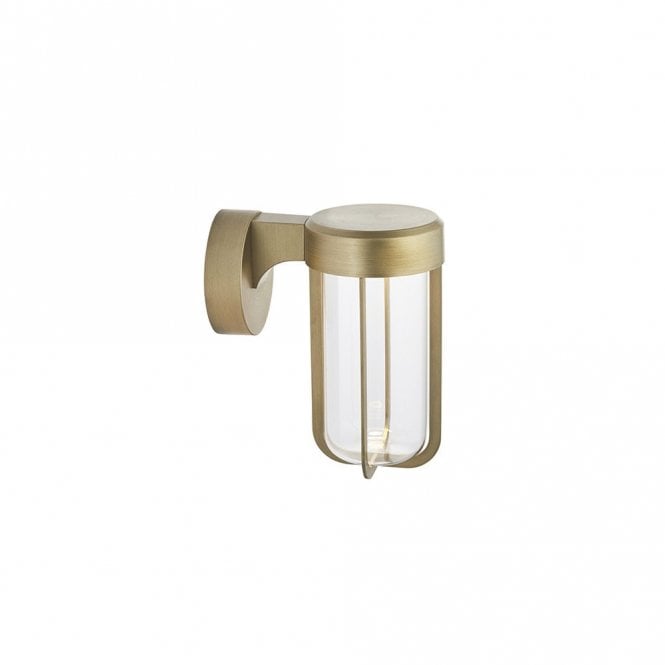 MILTON Die-Cast Ip44 Brushed Gold With Clear Glass Led Wall Light