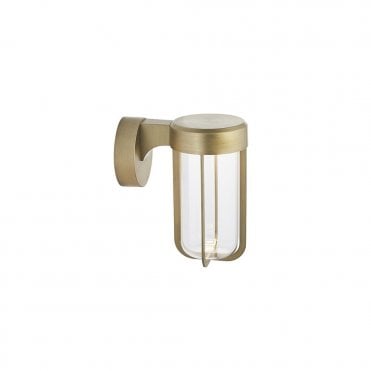 MILTON Die-Cast Ip44 Brushed Gold With Clear Glass Led Wall Light