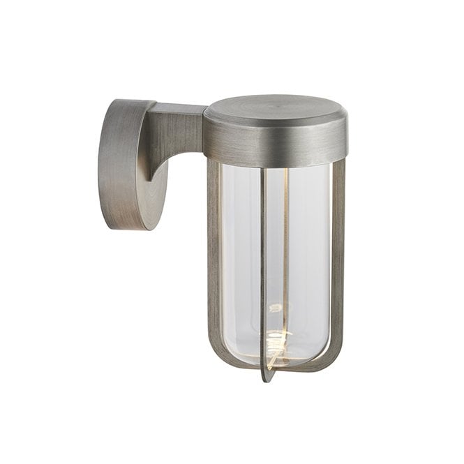MILTON Die-Cast Ip44 Brushed Silver With Clear Glass Led Wall Light
