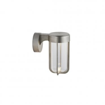MILTON Die-Cast Ip44 Brushed Silver With Clear Glass Led Wall Light