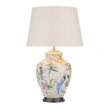 Table Lamp White/ Floral/ Bird Base Only