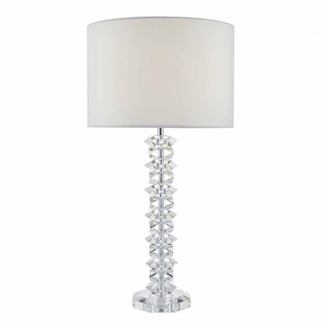 MINA - Table Lamp Pol Chrm, Crystal, Cream Shd