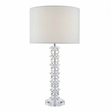 MINA - Table Lamp Pol Chrm, Crystal, Cream Shd