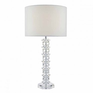MINA - Table Lamp Pol Chrm, Crystal, Cream Shd
