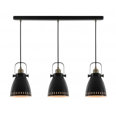 MINSTER Ceiling Pendant Light Matt Black/Antique Brass/Khaki