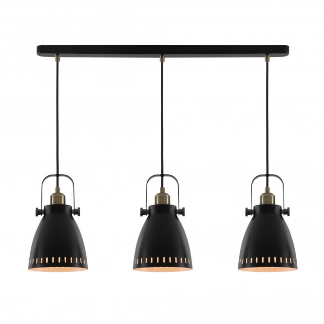 MINSTER Ceiling Pendant Light Matt Black/Antique Brass/Khaki