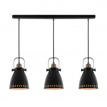 MINSTER Ceiling Pendant Light Matt Black/Antique Brass/Khaki