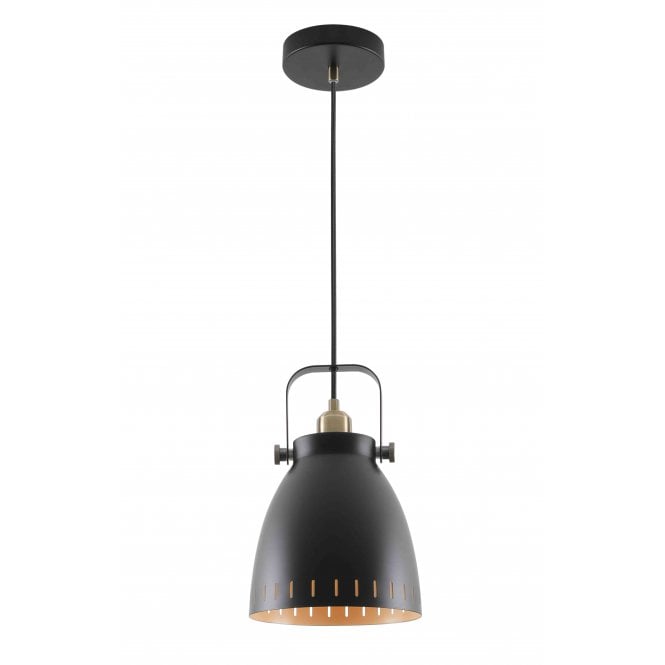 MINSTER Ceiling Pendant Light Matt Black/Antique Brass/Khaki