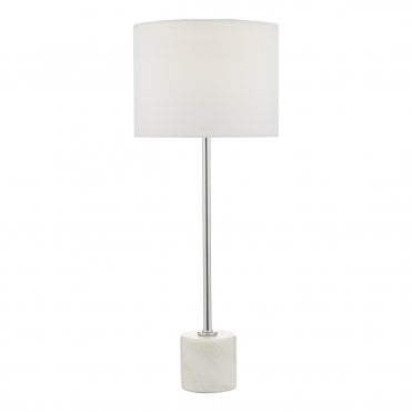 Table Lamp White & Grey Marble With Lamp Shade
