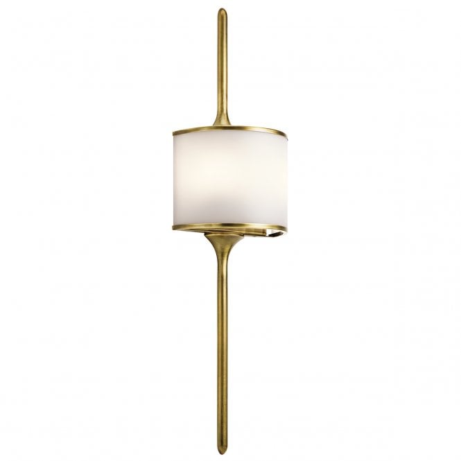 MONA 2 Light Bathroom LED Wall Light Semi-circular Opal Glass Shade Natural Brass in Chrome IP44