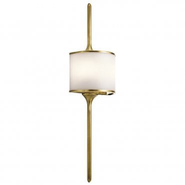 2 Light Bathroom LED Wall Light Semi-circular Opal Glass Shade Natural Brass in Chrome IP44