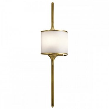 MONA 2 Light Bathroom LED Wall Light Semi-circular Opal Glass Shade Natural Brass in Chrome IP44