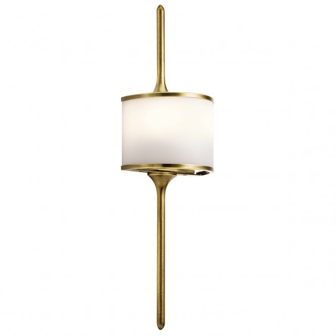 MONA 2 Light Bathroom LED Wall Light Semi-circular Opal Glass Shade Natural Brass in Chrome