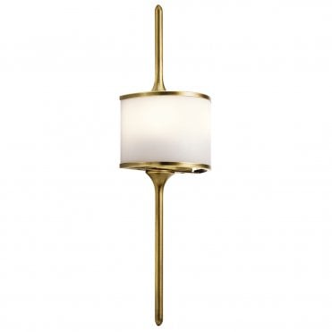 2 Light Bathroom LED Wall Light Semi-circular Opal Glass Shade Natural Brass in Chrome
