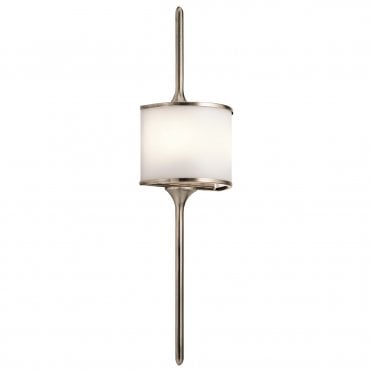 2 Light Bathroom LED Wall Light Semi-circular Opal Glass Shade Pewter in Chrome IP44