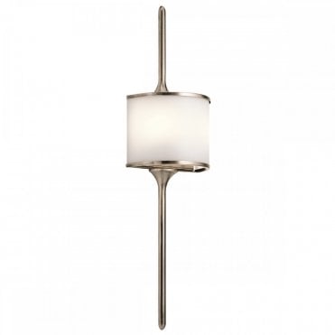 MONA 2 Light Bathroom LED Wall Light Semi-circular Opal Glass Shade Pewter in Chrome IP44