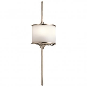 2 Light Bathroom LED Wall Light Semi-circular Opal Glass Shade Pewter in Chrome