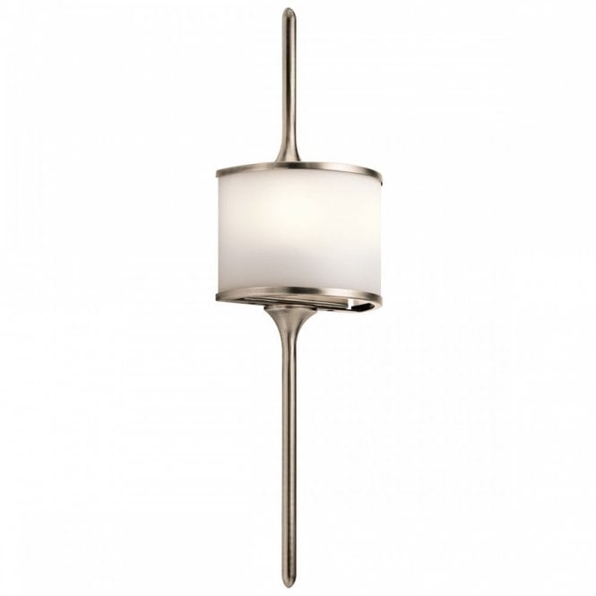 MONA 2 Light Bathroom LED Wall Light Semi-circular Opal Glass Shade Pewter in Chrome