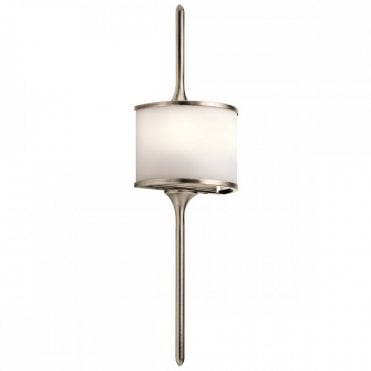 MONA 2 Light Bathroom LED Wall Light Semi-circular Opal Glass Shade Pewter in Chrome
