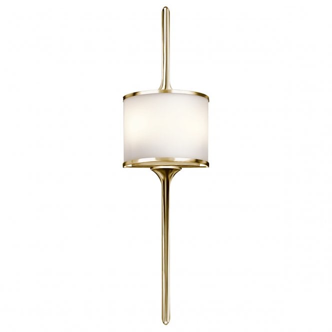 MONA 2 Light Bathroom LED Wall Light Semi-circular Opal Glass Shade Polished Brass in Chrome IP44