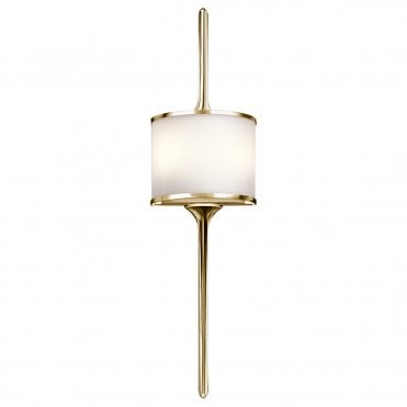 2 Light Bathroom LED Wall Light Semi-circular Opal Glass Shade Polished Brass in Chrome IP44