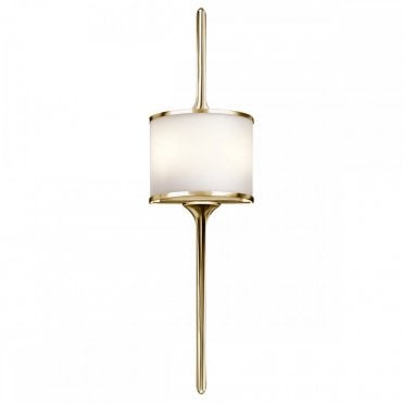 MONA 2 Light Bathroom LED Wall Light Semi-circular Opal Glass Shade Polished Brass in Chrome IP44