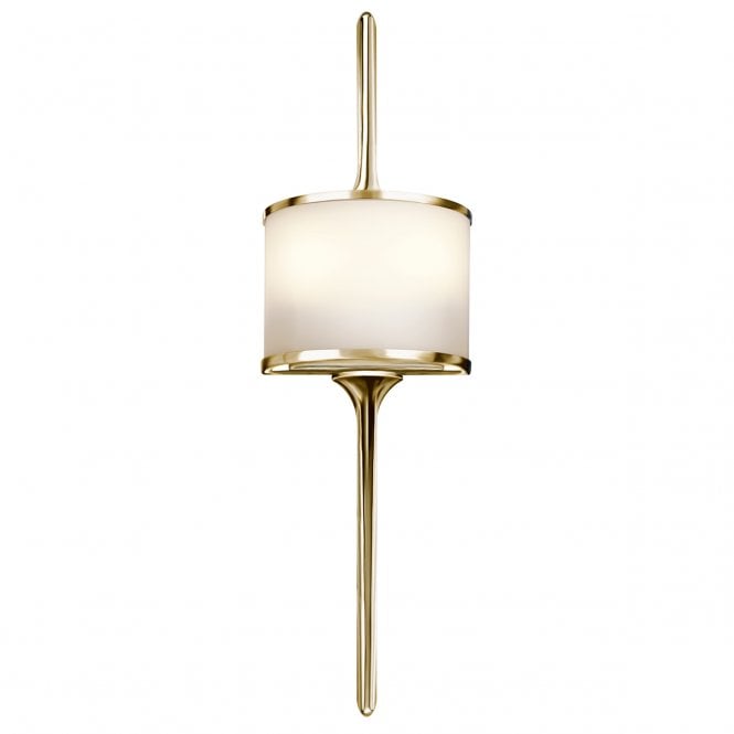 MONA 2 Light Bathroom LED Wall Light Semi-circular Opal Glass Shade Polished Brass in Chrome