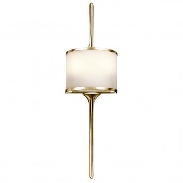 2 Light Bathroom LED Wall Light Semi-circular Opal Glass Shade Polished Brass in Chrome