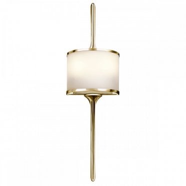 MONA 2 Light Bathroom LED Wall Light Semi-circular Opal Glass Shade Polished Brass in Chrome