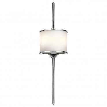 2 Light Bathroom LED Wall Light Semi-circular Opal Glass Shade Polished Chrome in Chrome IP44