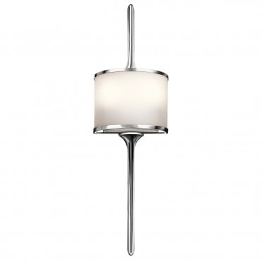 2 Light Bathroom LED Wall Light Semi-circular Opal Glass Shade Polished Chrome in Chrome