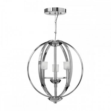 globe 3 light LED ceiling pendant in polished chrome