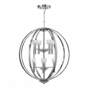 Modern LED 8 light globe pendant in chrome