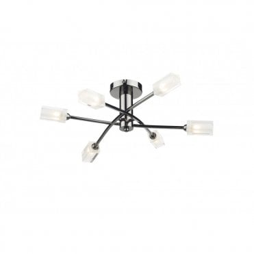 MORGAN - Black Chrome Semi-Flush Light For Low Ceilings