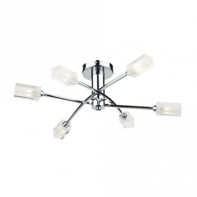 MORGAN - Chrome Semi Flush Ceiling Light For Low Ceilings