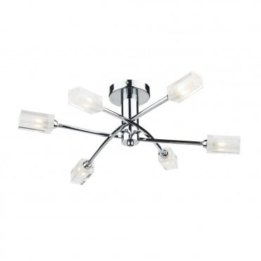 MORGAN - Chrome Semi Flush Ceiling Light For Low Ceilings