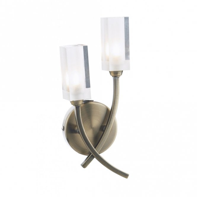 MORGAN - Compact Antique Brass Wall Light , Switched
