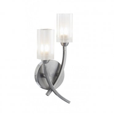 MORGAN - Modern Halogen Satin Chrome Wall Light , Switched