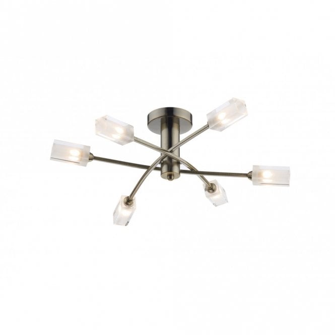 MORGAN - Semi-Flush Antique Brass Light For Low Ceiling