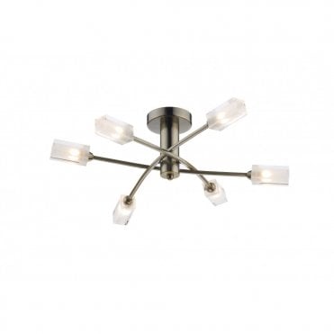 MORGAN - Semi-Flush Antique Brass Light For Low Ceiling