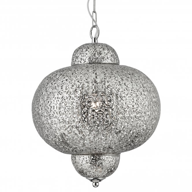 MOROCCAN Ceiling Pendant in Shiny Nickel Finish