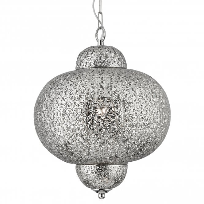 MOROCCAN Ceiling Pendant in Shiny Nickel Finish