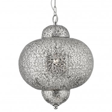 MOROCCAN Ceiling Pendant in Shiny Nickel Finish