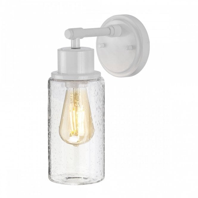 MORVAH Bathroom Wall Light White Clear Seeded Glass Jar Shade