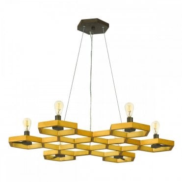 MOXIE 6 Light Art Deco Chandelier Sunset Gold Hexagonal