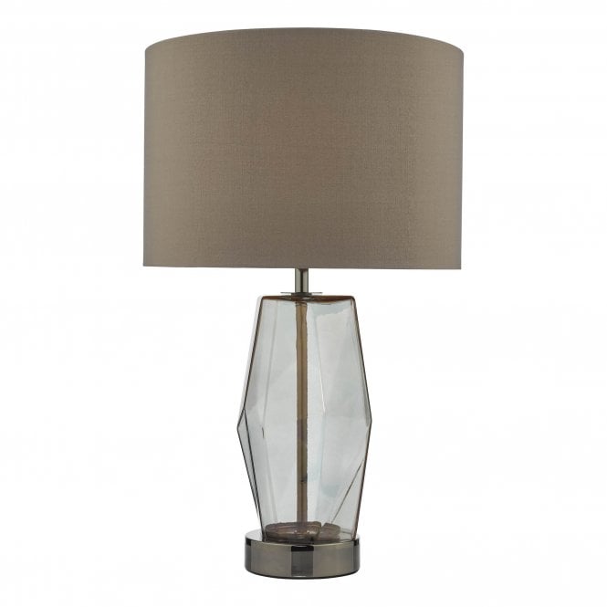MUBINA Touch Table Lamp Black Chrome Smoked Glass With Shade
